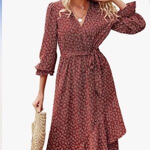 Mini faux wrap tie front dress. XL, NWOT